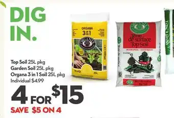 Longo's Top soil 25l pkg garden soil 25l pkg organa 3 in 1soil 25l pkg offer