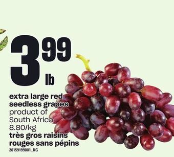 Independent Grocer Extra large red seedless grapes offer