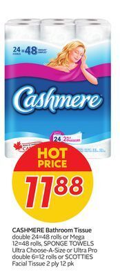 Sobeys Cashmere bathroom tissue offer