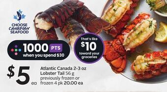 Sobeys Atlantic canada 2-3 oz lobster tail offer