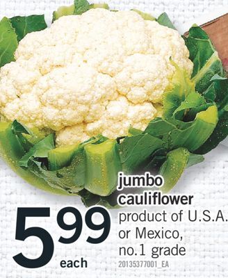 Fortinos Jumbo cauliflower offer