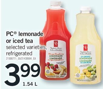 Fortinos Pc® lemonade or iced tea, 1.54 l offer