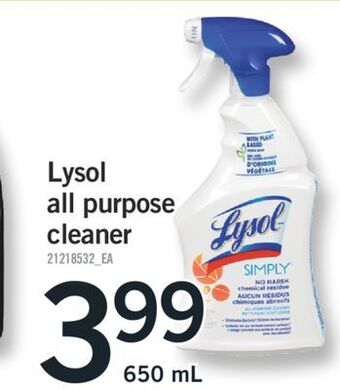 Fortinos Lysol all purpose cleaner, 650 ml offer