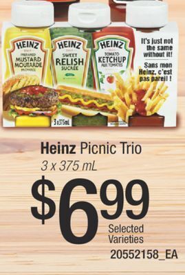 Fortinos Heinz picnic trio, 3 x 375 ml offer