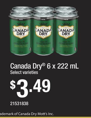 Fortinos Canada dry®, 6 x 222 ml offer