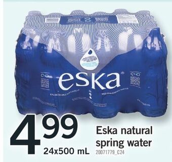 Fortinos Eska natural spring water, 24x500 ml offer