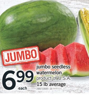 Fortinos Jumbo seedless watermelon offer