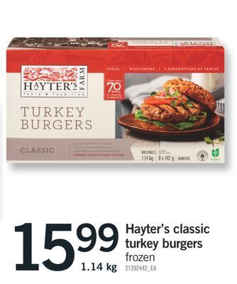 Fortinos Hayter's classic turkey burgers, 1.14 kg offer