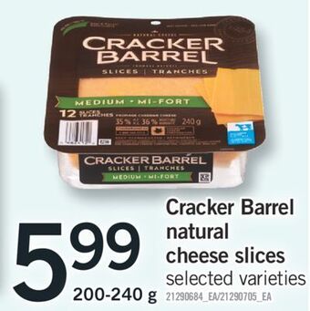 Fortinos Cracker barrel natural cheese slices, 200-240 g offer