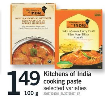 Fortinos Kitchens of india cooking paste, 100 g offer