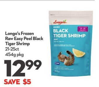 Longo's Longo's frozen raw easy peel black tiger shrimp offer