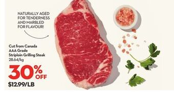 Longo's Cut from canada aaa grade striploin grilling steak offer
