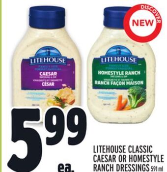 Metro Litehouse classic caesar or homestyle ranch dressings offer