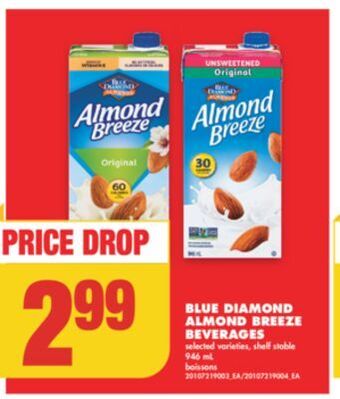 No Frills Blue diamond almond breeze beverages, 946 ml offer