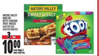Metro Nature valley bars or betty crocker fruit snacks offer