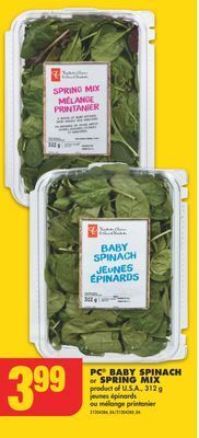 No Frills Pc® baby spinach or spring mix, 312 g offer