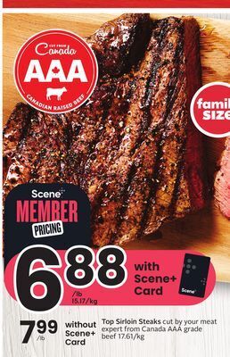 Foodland Top sirloin steaks offer