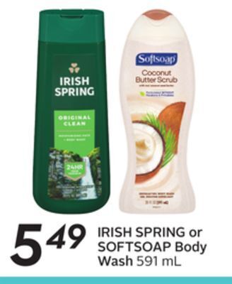 Sobeys Irish spring or softsoap body wash offer