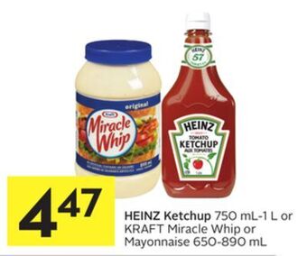 Foodland Heinz ketchup 750 ml-1 l or kraft miracle whip or mayonnaise 650-890 ml offer