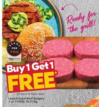 Sobeys Lean ground beef burgers offer