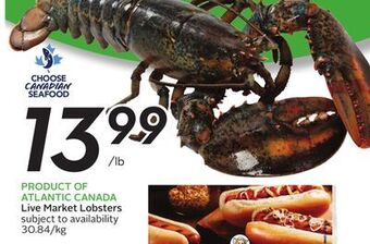 Sobeys Live market lobsters offer