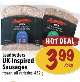 Farm Boy Leadbetters uk-inspired sausages offer