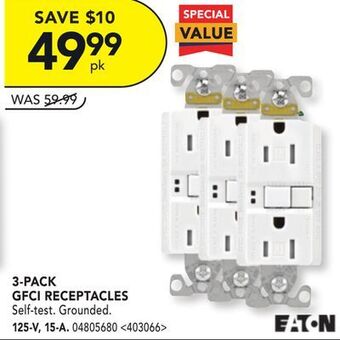 RONA Eaton 3-pack gfci receptacles offer