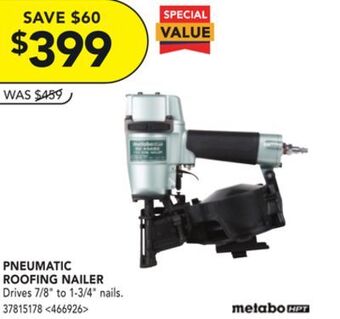 RONA Metabo hpt pneumatic roofing nailer offer