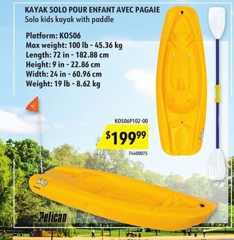 Sushi Shop Pelican solo kids kayak with paddle offer