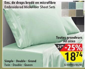 Hart Embroidered microfiber sheet sets offer