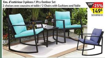 Sushi Shop 3pcs outdoor set / 2 chairs with cushions and table offer