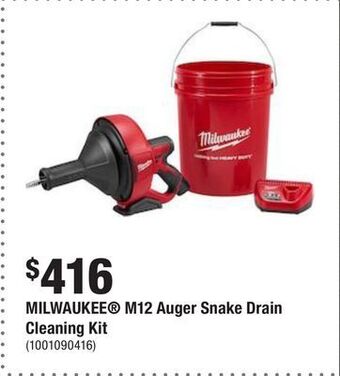 Home Depot Milwaukee® m12 auger snake drain cleaning kit offer
