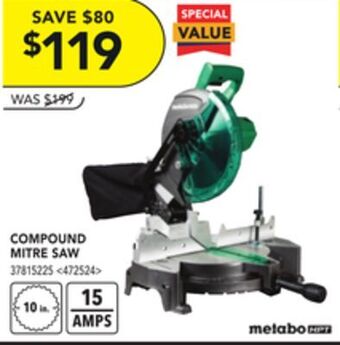 Lowe's Metabo hpt compound mitre saw offer