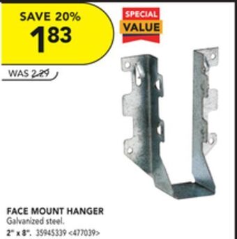 Lowe's Face mount hanger 2 x 8 offer