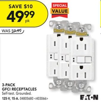 Lowe's Eaton 3-pack gfci receptacles offer
