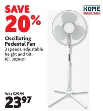 Home Hardware Oscillating pedestal fan offer