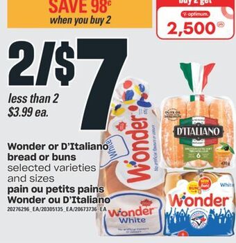 Valu-mart Pain ou petits pains wonder ou d'italiano offer