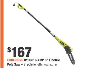 Home Depot Ryobi® 6 amp 8 electric pole saw offer