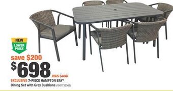 Home Depot 7-piece hampton bay® dining set with grey cushions offer