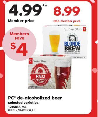 Zehrs Markets Pc® de-alcoholized beer, 12x355 ml offer