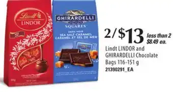 Zehrs Markets Lindt lindor and ghirardelli chocolate bags, 116-151 g offer