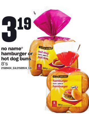 Zehrs Markets No name® hamburger or hot dog buns, 8's offer