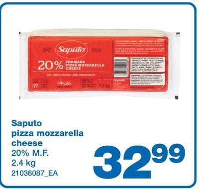 Wholesale Club Saputo pizza mozzarella cheese, 2.4 kg offer
