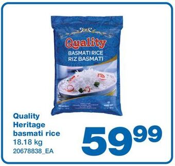 Wholesale Club Quality heritage basmati rice, 18.18 kg offer
