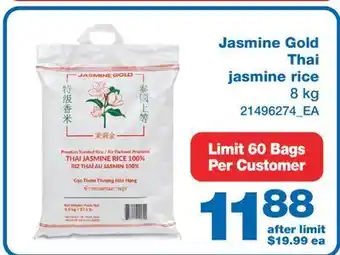 Wholesale Club Jasmine gold thai jasmine rice, 8 kg offer