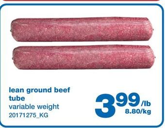 Wholesale Club Lean ground beef tube offer