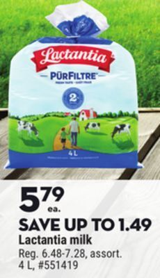 Giant Tiger Lactantia milk offer