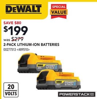 RONA Dewalt 2-pack lithium-ion batteries offer