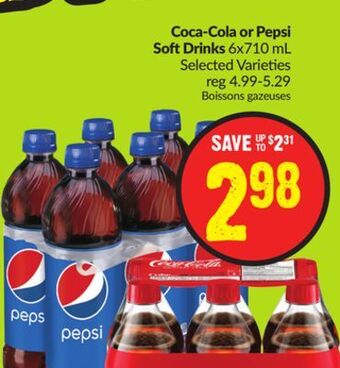 FreshCo Coca-cola or pepsi soft drinks 6×710 ml selected varieties offer