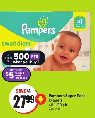 FreshCo Pampers super pack diapers 48-120 pk offer